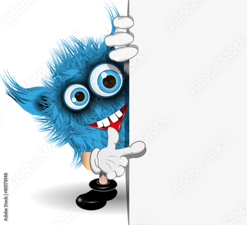 Blue Monster over White Background