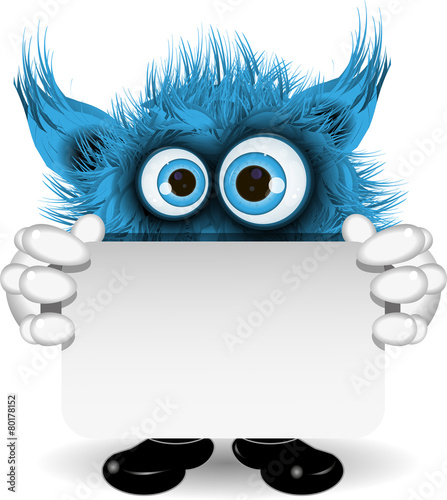 Blue Monster with a White Background