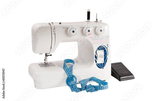 sewing machine with pedal white background