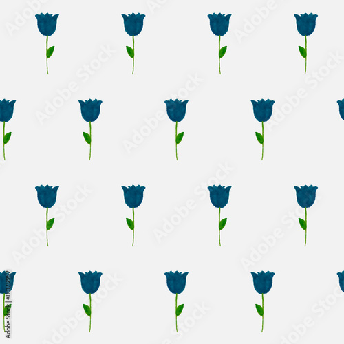 Watercolor  pattern with blue flowers