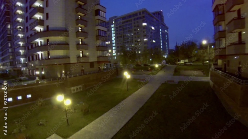 Illuminated yard of dwelling complex Arco di Sole 