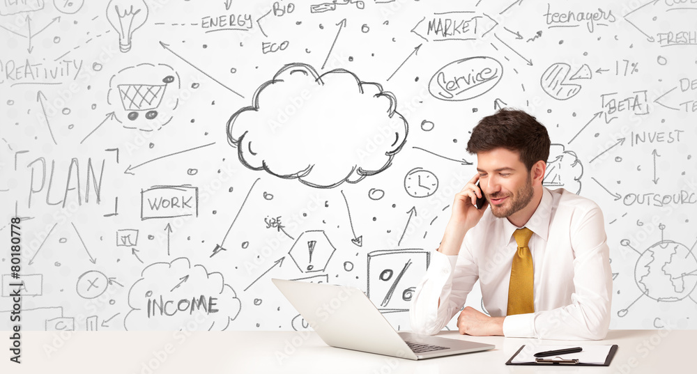 Business man with business concept background