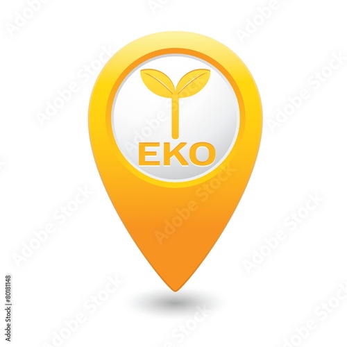 Map pointer with Eco icon, ecological sign