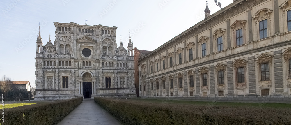 Certosa di Pavia. Picture of the church inside the large garden.