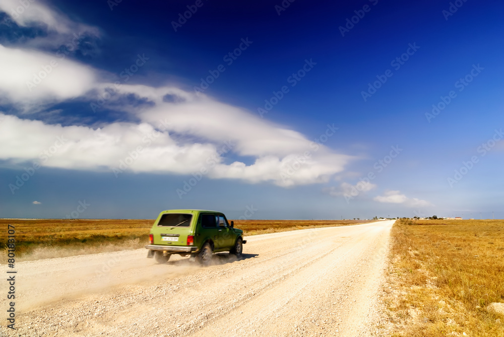 Naklejka premium Road with car