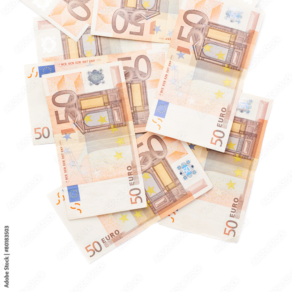 Multiple fifty euro bank notes