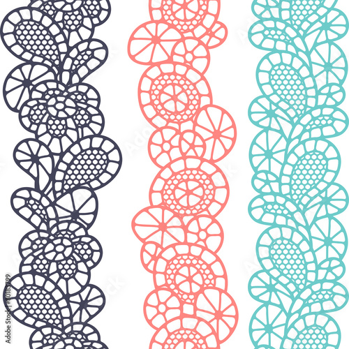 Seamless vintage fashion lace pattern with abstract flowers