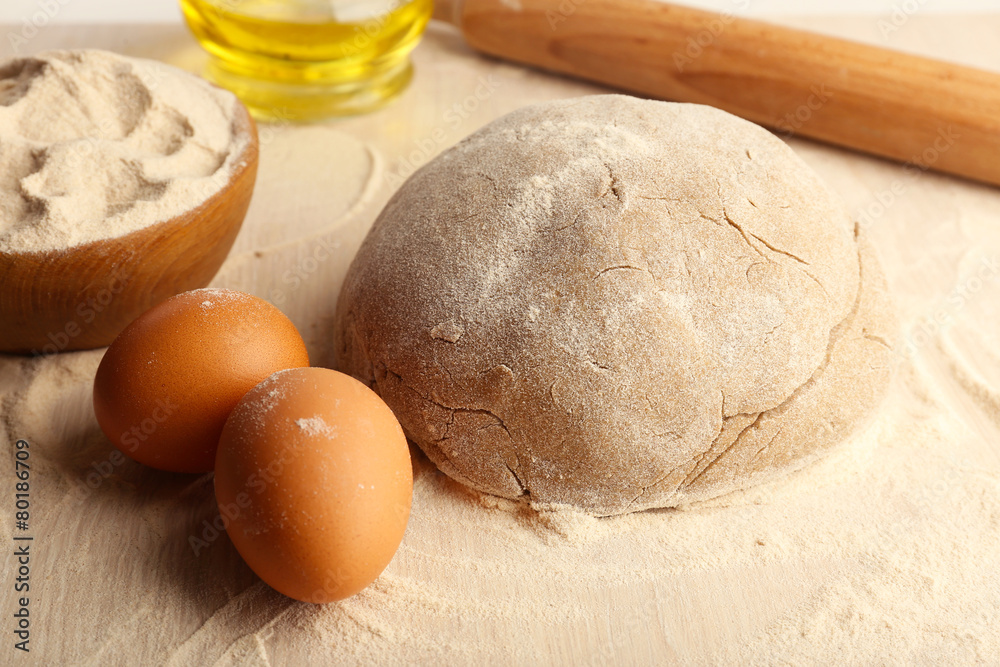 Making bread on wooden table background Making bread on wooden table background