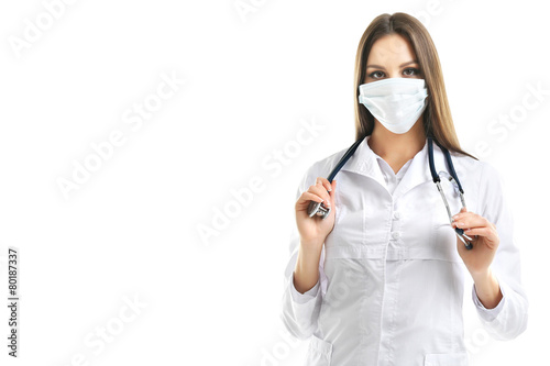 Young beautiful doctor in m...