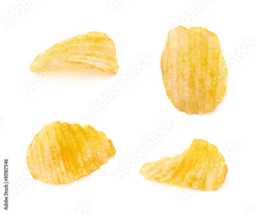 Yellow ribbed potato chips