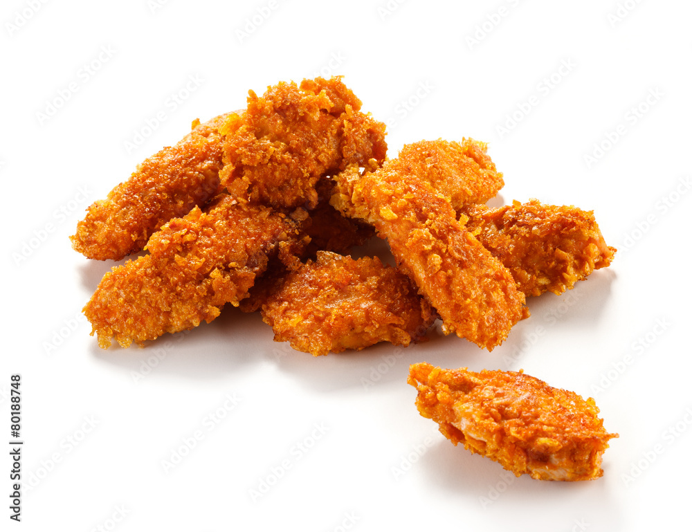 Fried chicken nuggets and vegetables Fried chicken nuggets and vegetables