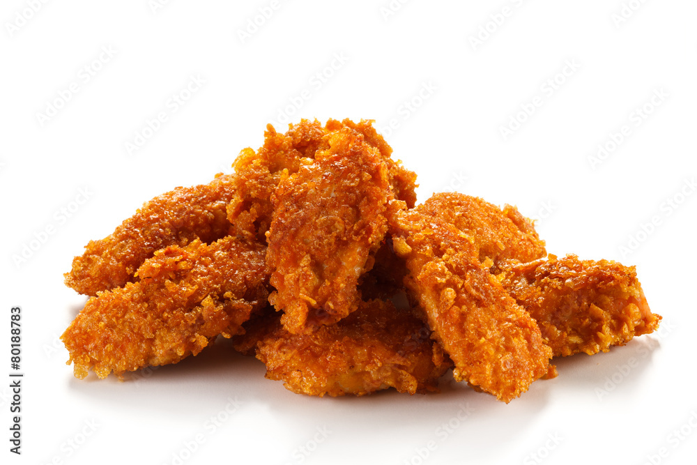 Fried chicken nuggets and vegetables Fried chicken nuggets and vegetables
