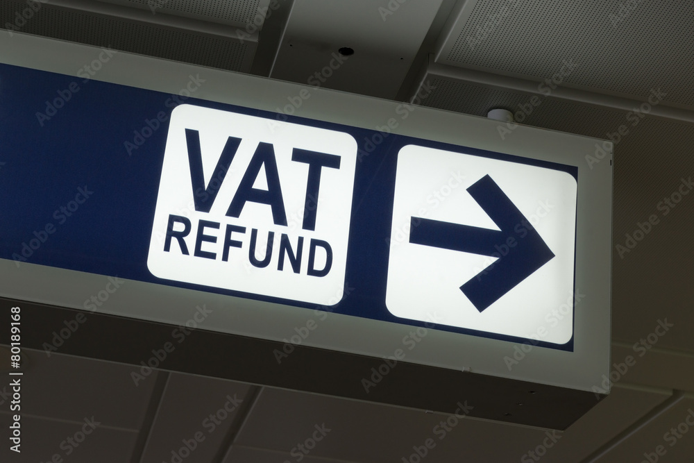 VAT Refund sign in Fiumicino airport, Rome VAT Refund sign in Fiumicino airport, Rome