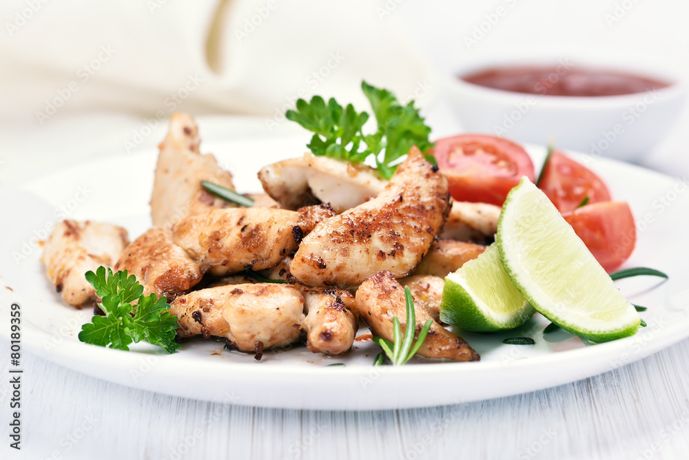 Roast chicken fillet sliced and vegetables Roast chicken fillet sliced and vegetables
