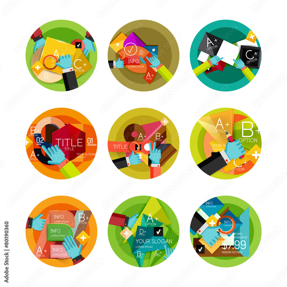 Set of option presentation labels, flat design web infographic Set of option presentation labels, flat design web infographic