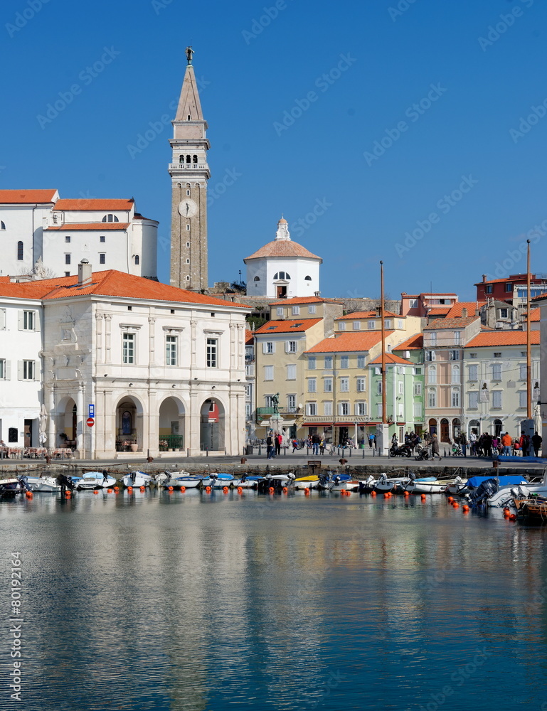 Fototapeta premium Picturesque old town Piran - Slovenian adriatic coast, Fish port