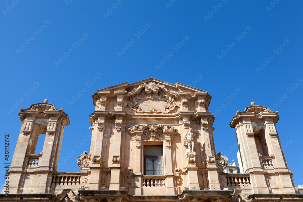 Church facade in Marsala, Sicily