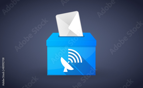 Blue ballot box with a satellite plate