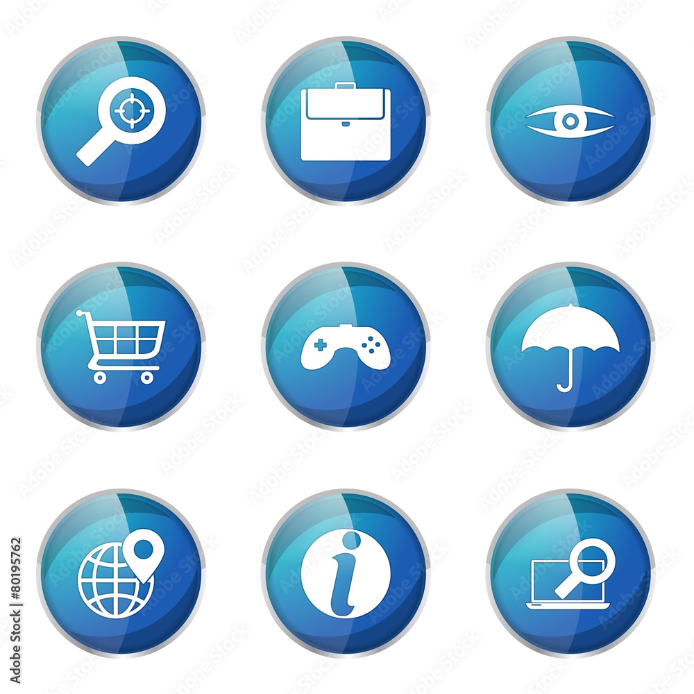 SEO Internet Sign Blue Vector Button Icon Design Set 10