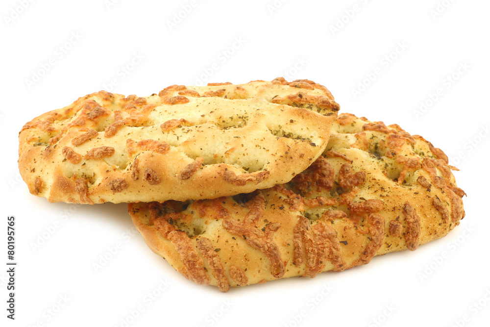 freshly baked focaccia bread on a white background freshly baked focaccia bread on a white background