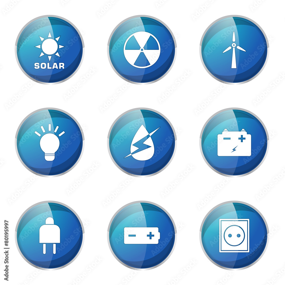 Energy Sign And Symbol Blue Vector Button Icon Energy Sign And Symbol Blue Vector Button Icon