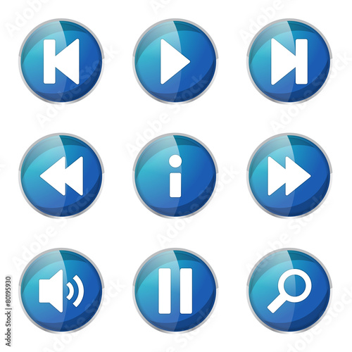 Free Download Multimedia Controller Blue Vector Button Icon Design Set - GFXLoad