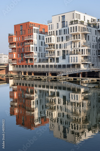 Moderne Architektur am Westhafenpier in Frankfurt am Main