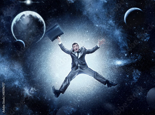 Businessman in space