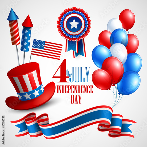 Independence Day holiday symbols. Vector illustration
