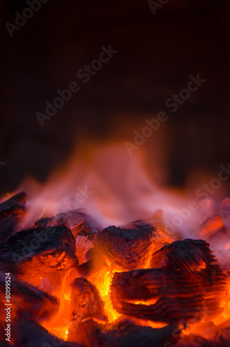 Hot coals in the fire