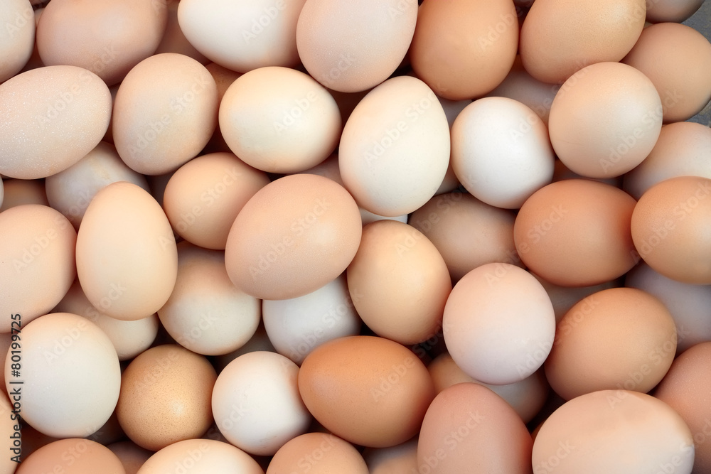 Heap of chicken eggs