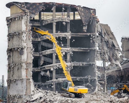 Obraz na plátně demolition of old industrial building