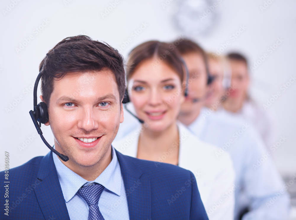 Attractive Smiling positive young businesspeople and colleagues Attractive Smiling positive young businesspeople and colleagues