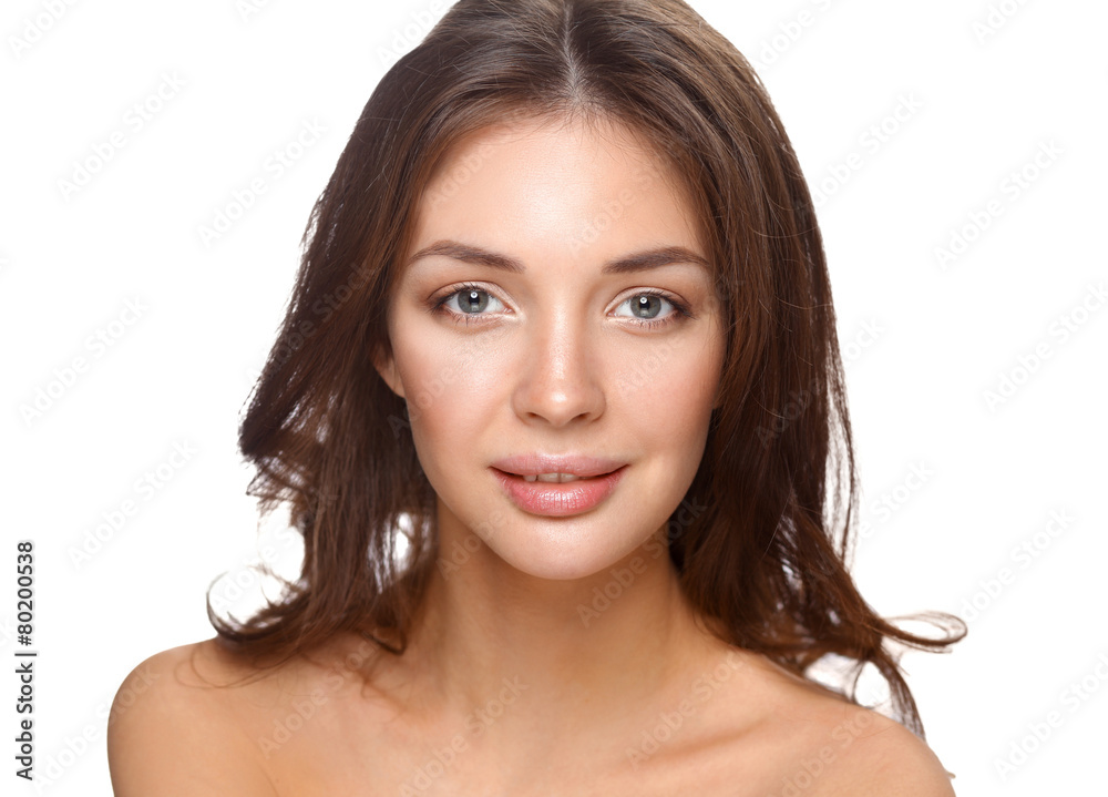 Close up portrait of beautiful young woman face. Isolated on Close up portrait of beautiful young woman face. Isolated on