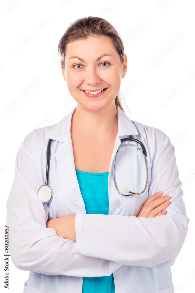 Portrait of a beautiful doctor with stethoscope Portrait of a beautiful doctor with stethoscope