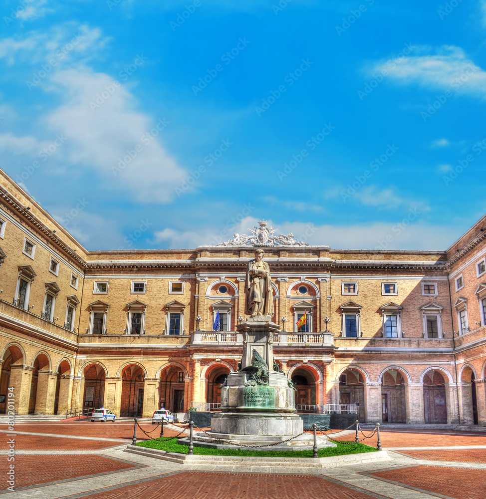 leopardi statue in a square in Recanati leopardi statue in a square in Recanati