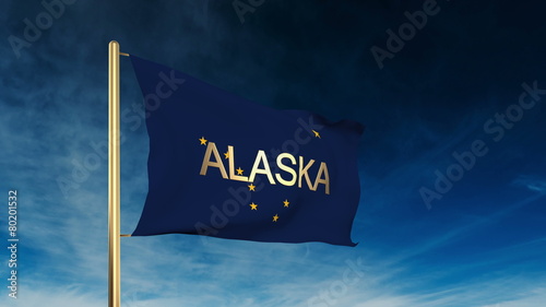 alaska flag slider style with title. Waving in the wind with