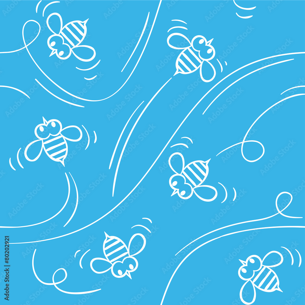 Seamless pattern with funny bees