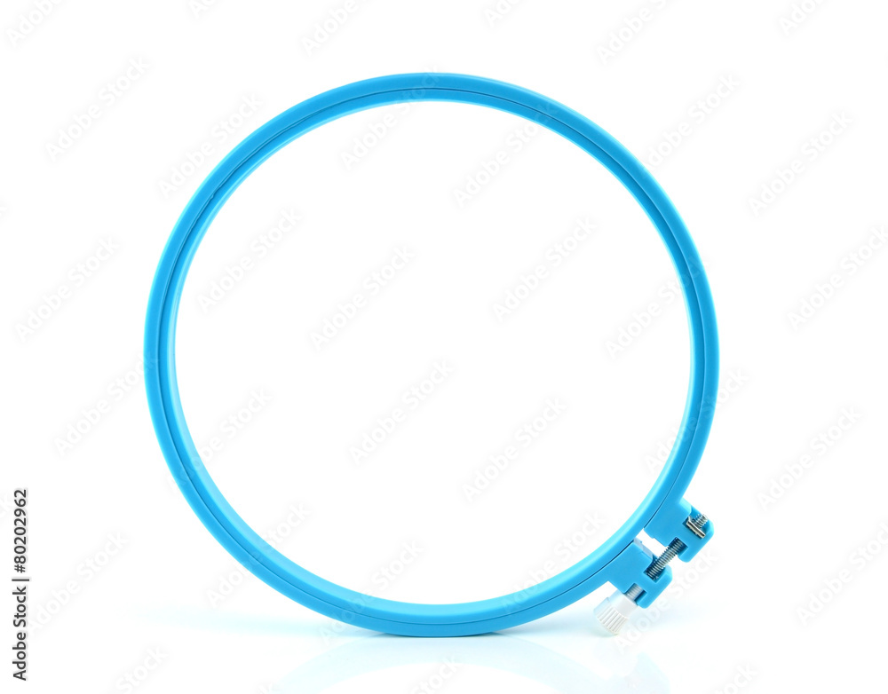 plastic hoop for stretch fabric on white background plastic hoop for stretch fabric on white background