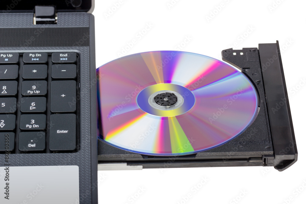 Electronic collection - Laptop with open DVD tray Electronic collection - Laptop with open DVD tray
