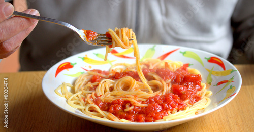 Eating spaghetti photo