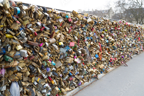 Love padlocks on the bridge Pont des Arts