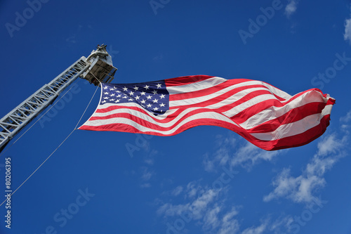 Stars & Stripes On Hydraulic Platform Boom