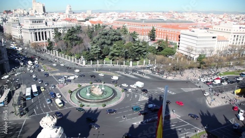 Panorama of city at Calle de Alcalaa and Cebeles Square