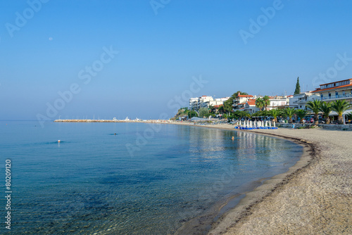 Greece, Nea Kallikratia, morning view from pier on beach