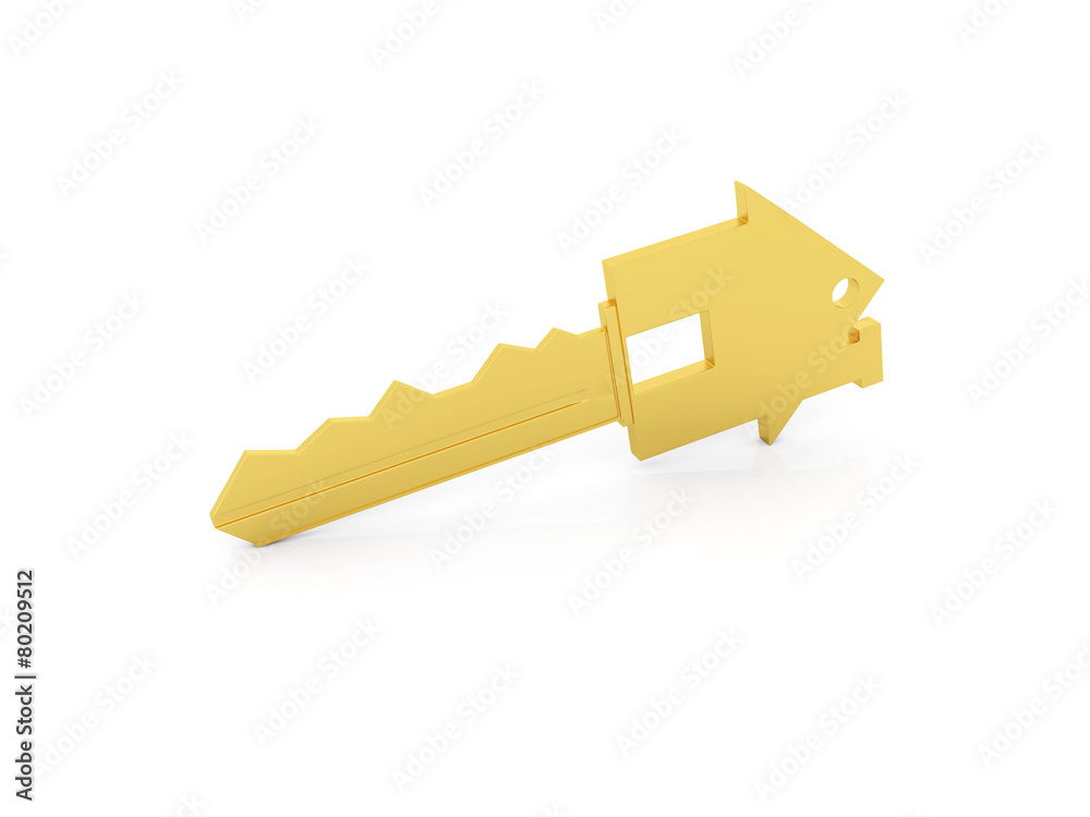 Golden House key isolated on White Background Golden House key isolated on White Background
