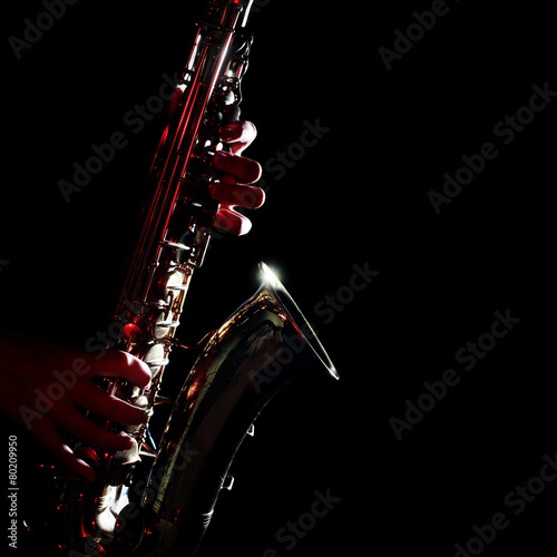 Saxophone isolated on black closeup