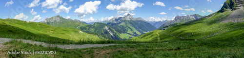 Wunderschöner Wanderweg in den Alpen im Sommer - Blick auf die Berge / Österreich