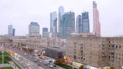 MOSCOW - OCT 23: (Timelapse) Downtown main street traffic, on Oct 23, 2012 in Moscow, Russia. East part of Kutuzovsky street is a residential area 