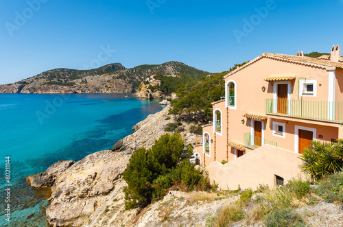 Obraz na płótnie Holiday aparments on coast of Majorca island in Camp de Mar w salonie